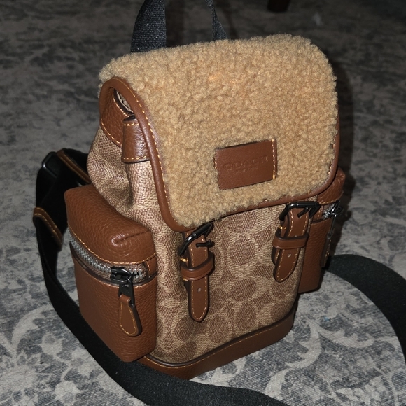 Coach Brown and Tan Shearling Crossbody Bag - Picture 11 of 16